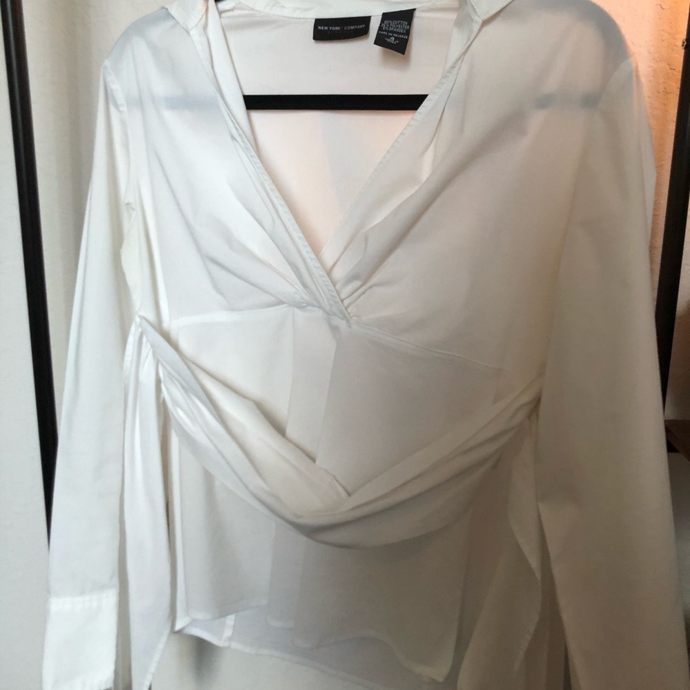 New York and Company White Collared Blouse